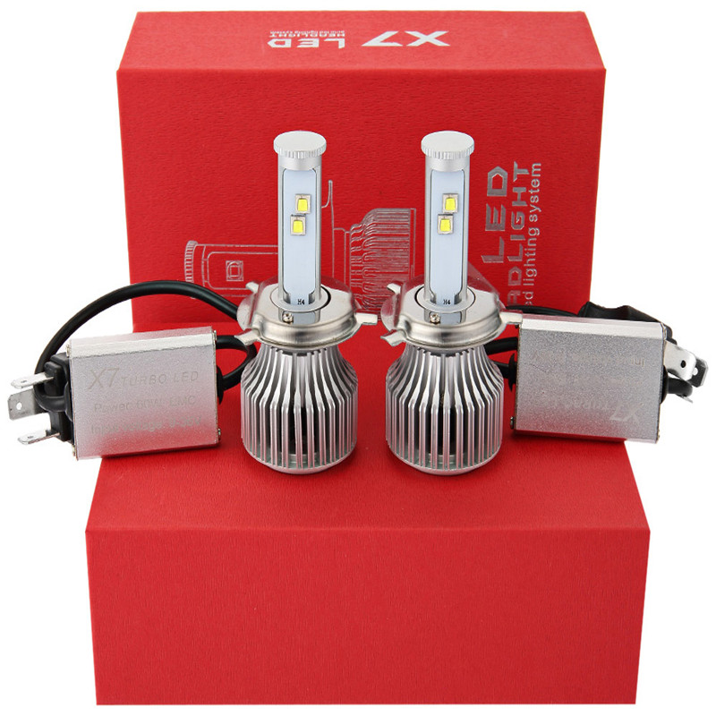 New 2PCS X7 6000K 80W 9600LM H4 White Car LED Head