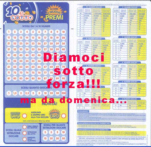 10 E Lotto Serale Schedina - Nuovo Metodo "LA GRANDE ...
