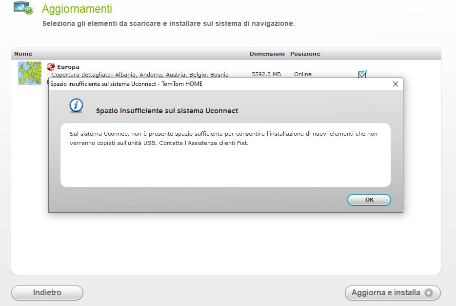 Problema Aggiornamento TOM TOM con Uconnect 5