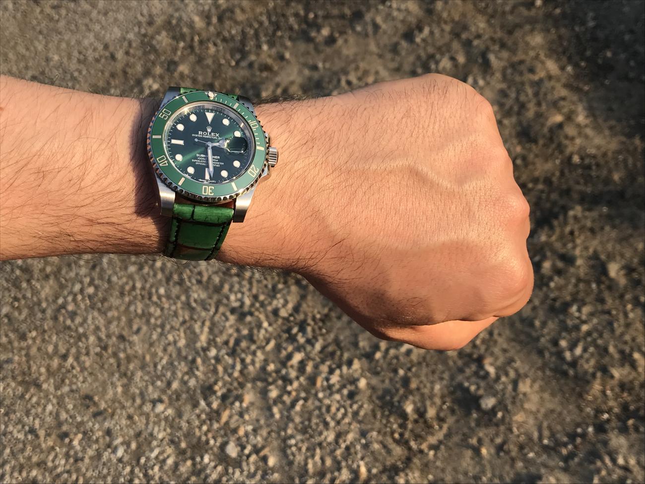 Submariner verde con cinturino in cocco pareri