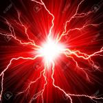 Electric-flash-of-lightning-on-a-red-background